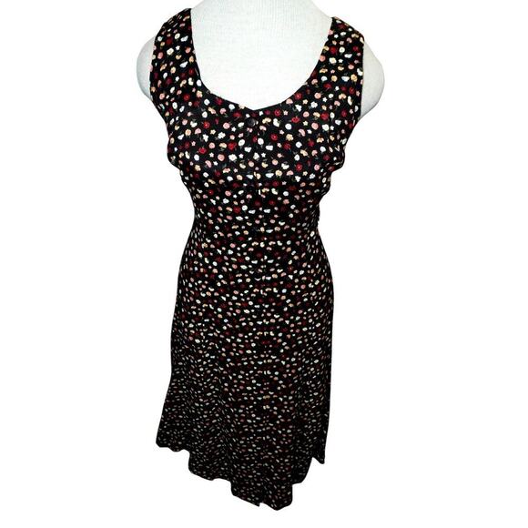 Rampage 90s Vintage Black Floral Button-Front Midi Dress – Size 11/12 - Picture 1 of 7